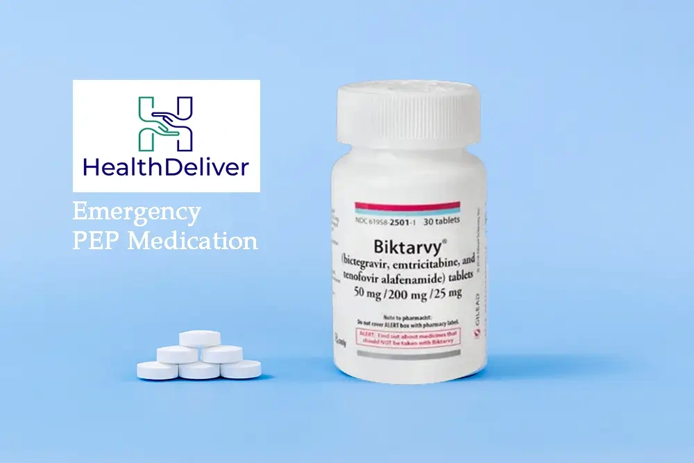 Biktarvy HIV PEP medication bottle with tablets HealthDeliver