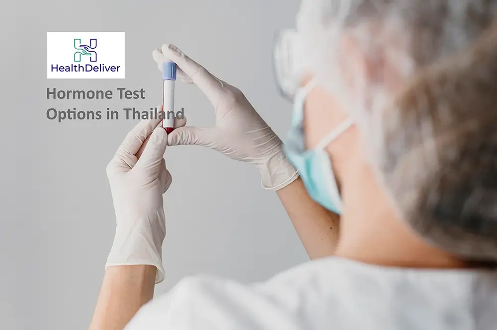 Healthcare professional holding blood sample vial for hormone testing