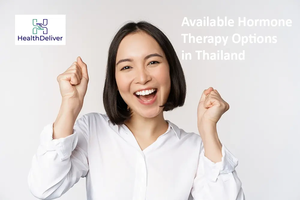Happy woman celebrating hormone therapy treatment options Thailand