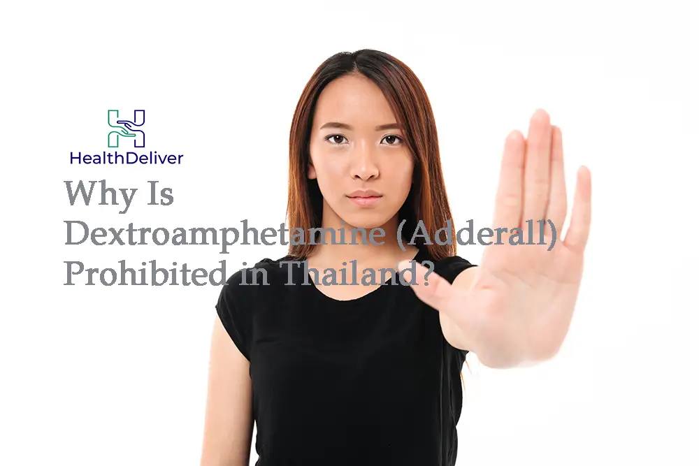 Woman making stop gesture against dextroamphetamine prohibition in Thailand