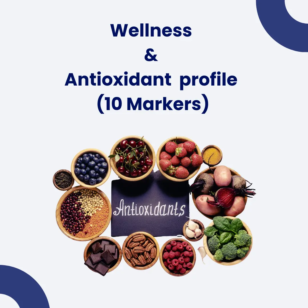 Wellness antioxidant profile test with ten nutritious food markers displayed