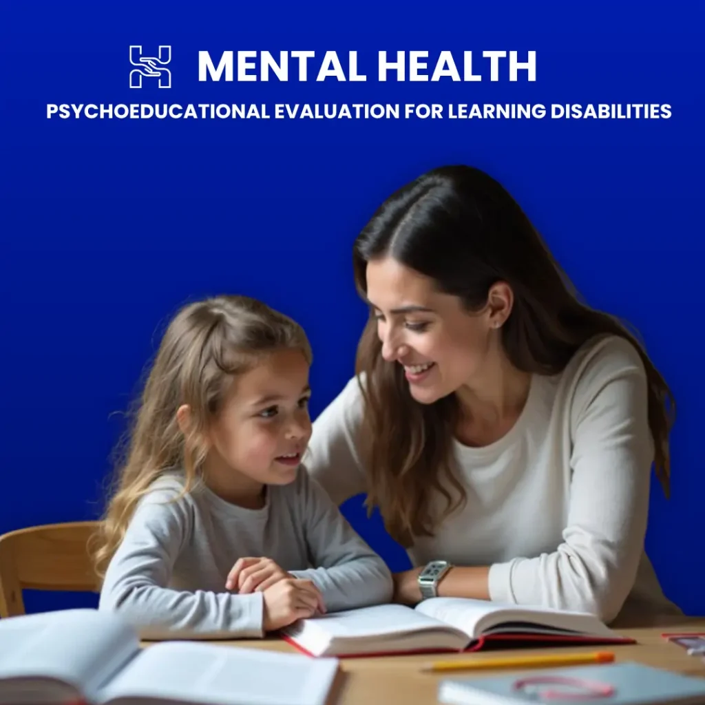 Woman teacher conducting psychoeducational evaluation with young girl student
