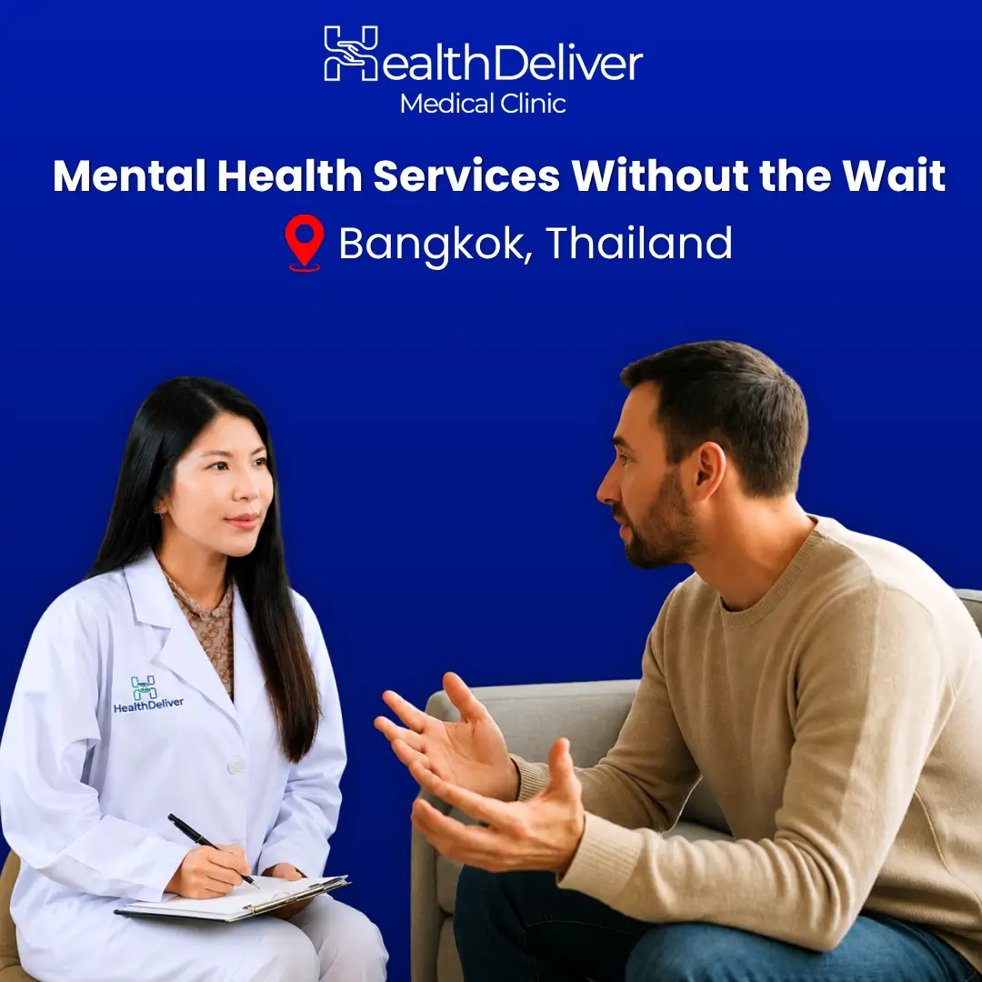 Mental health professional consulting patient at HealthDeliver Medical Clinic Bangkok