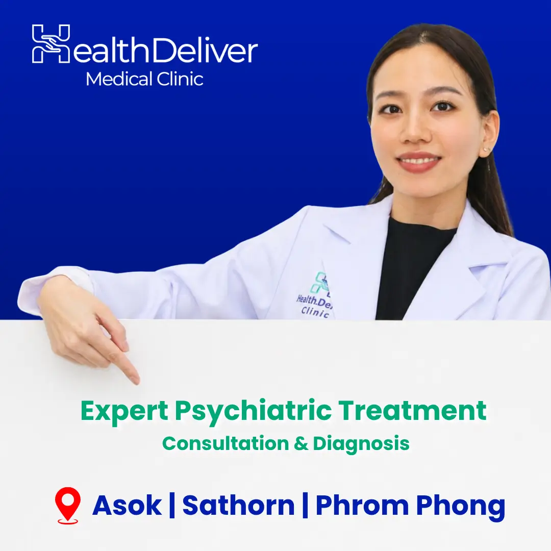 Female psychiatrist in white coat offering expert psychiatric treatment consultation at HealthDeliver clinic